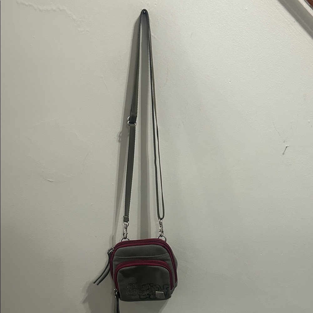 Haiku Gray and Red Crossbody Bag